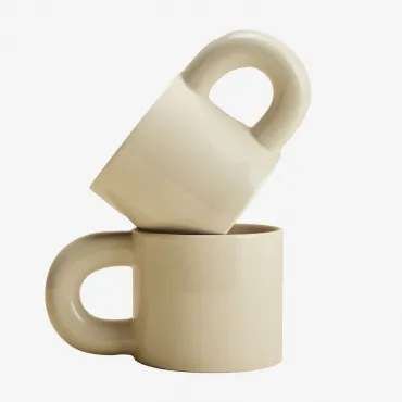 Pack De 2 Chávenas De Café 30 Cl Em New Bone China Rylvane Tapioca Bege - Sklum
