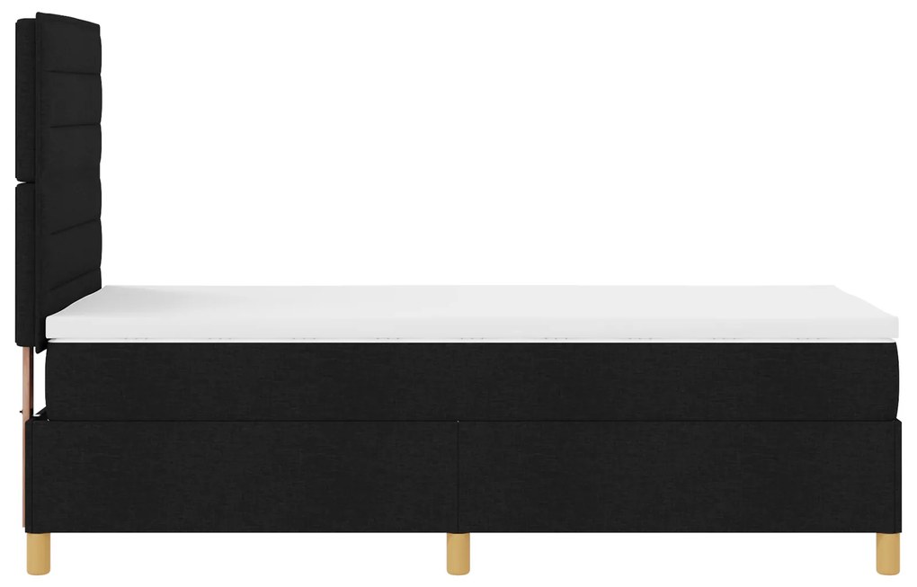 Cama Box Spring com Colchão Preta 80x200 cm Tecido