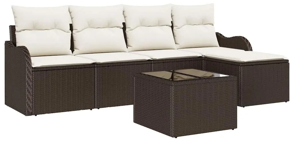 Conjunto de Sofá de Jardim de 5 Peças com Almofadas Cinza Rattan Polié