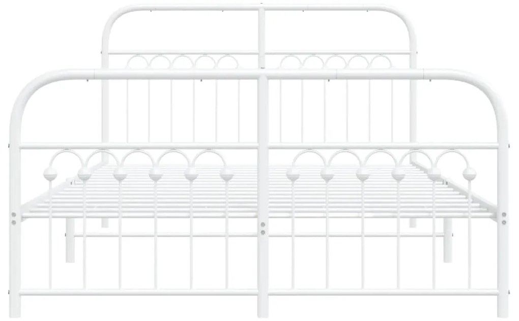 Estrutura de cama com cabeceira e pés 140x190 cm metal branco