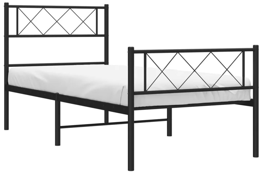 Estrutura de cama com cabeceira e pés 90x190 cm metal preto