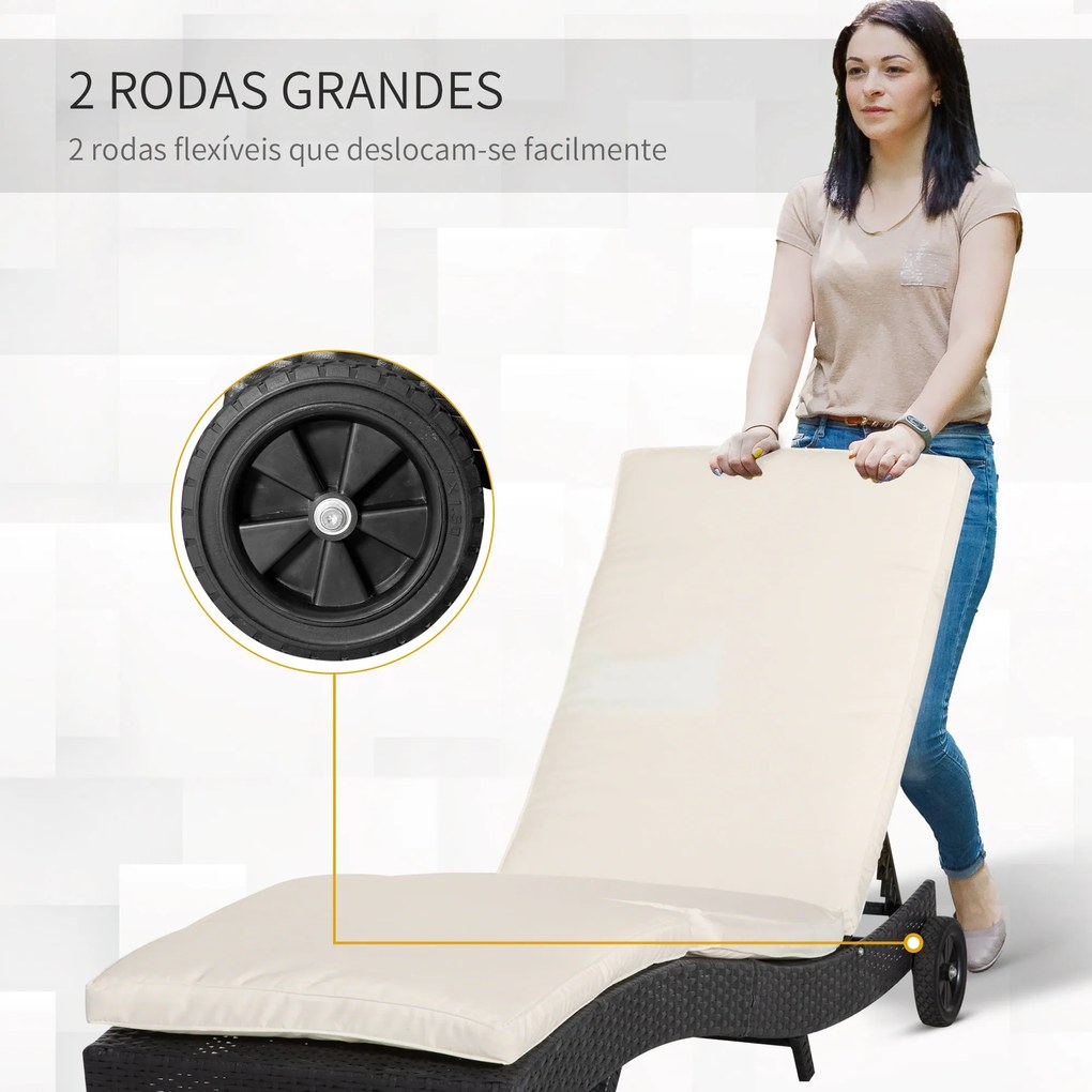 Espreguiçadeira de Vime Reclinável Espreguiçadeira de Jardim com Forma