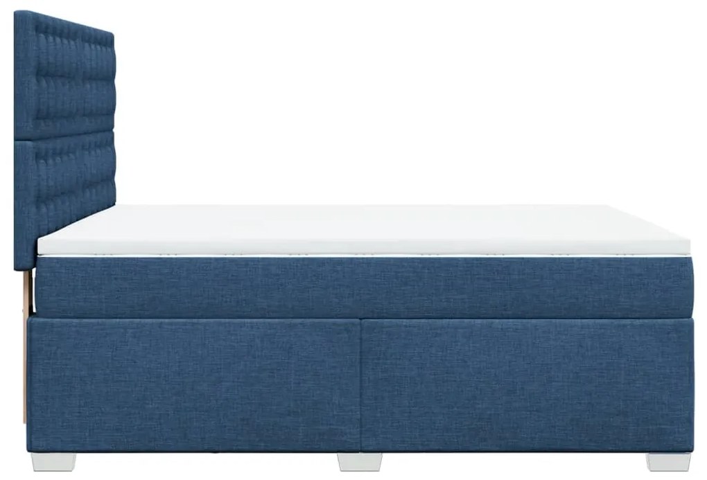 Cama com molas/colchão 160x200 cm tecido azul
