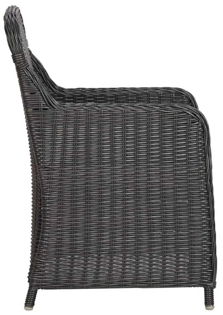 3 pcs conjunto bistrô de jardim com almofadões vime PE preto