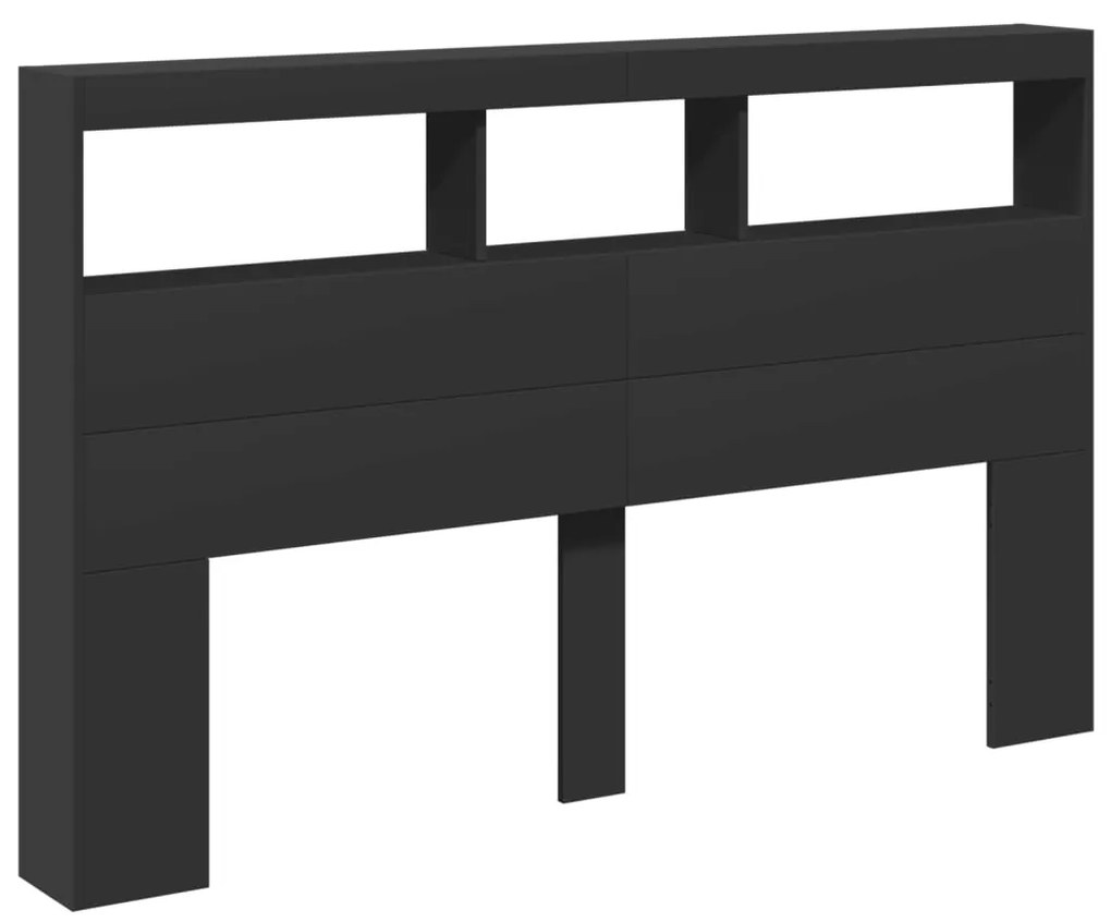 Armário de cabeceira com luzes LED 160x17x102 cm preto