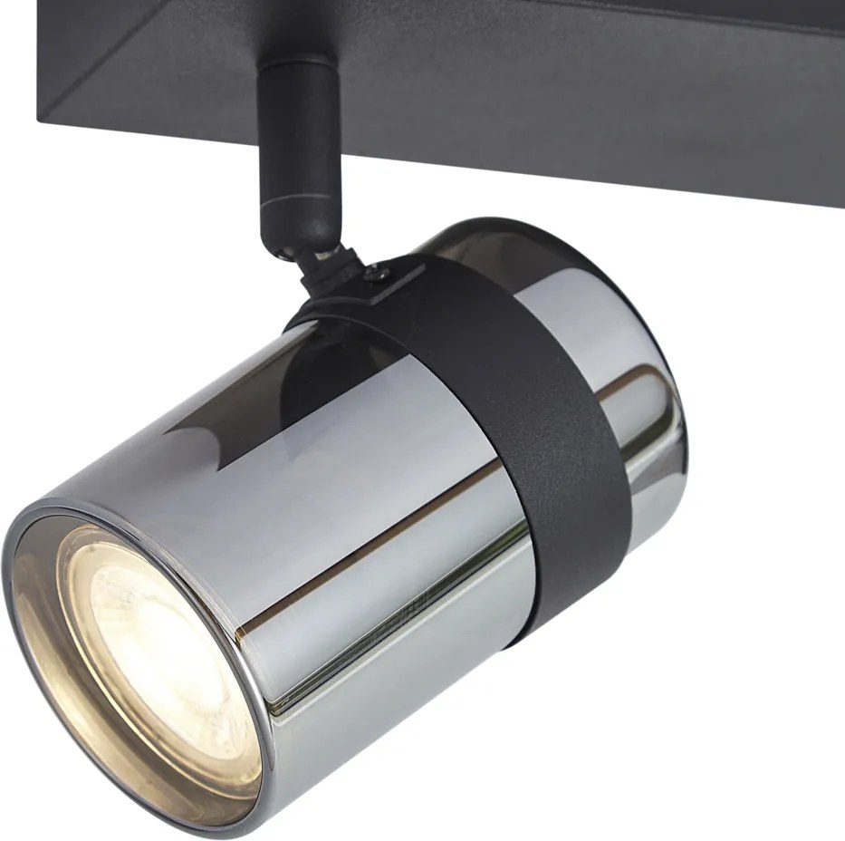 Foco de teto preto com vidro fumê 2 luzes giratório e inclinável - Gianni