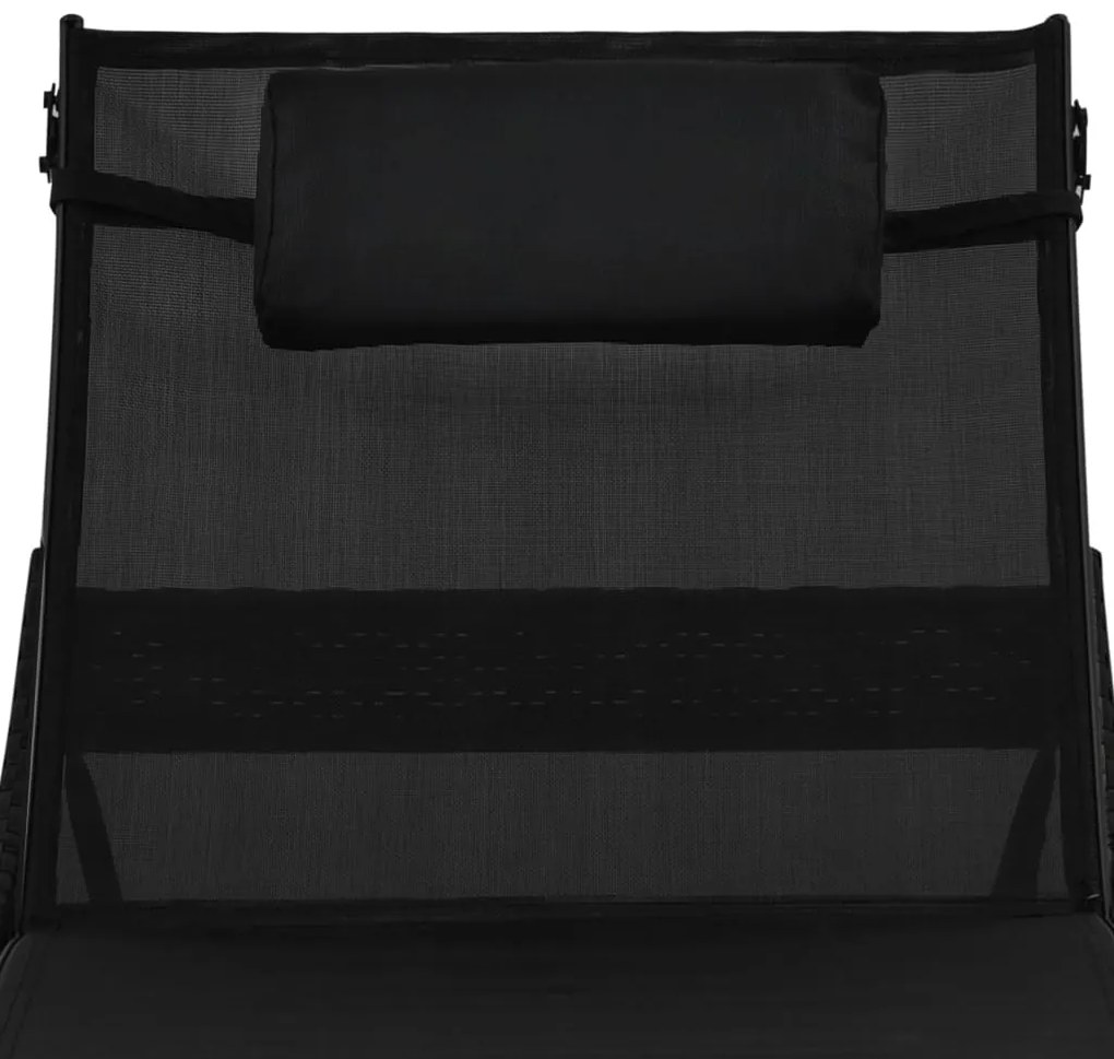 Espreguiçadeira com almofada vime PE preto