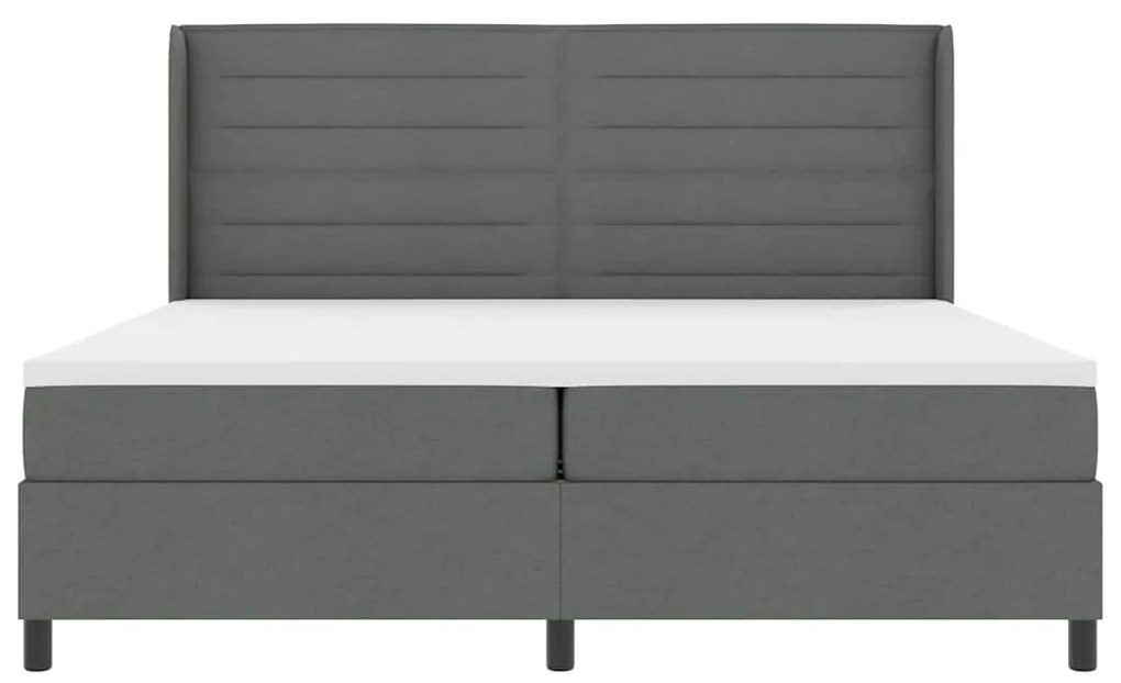 Cama Box com Colchão &amp; LED Cinza Escuro 200x200 cm Tecido