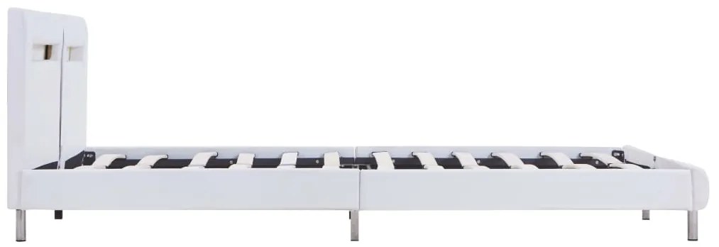 Estrutura de cama c/ LEDs 180x200 cm couro artificial branco