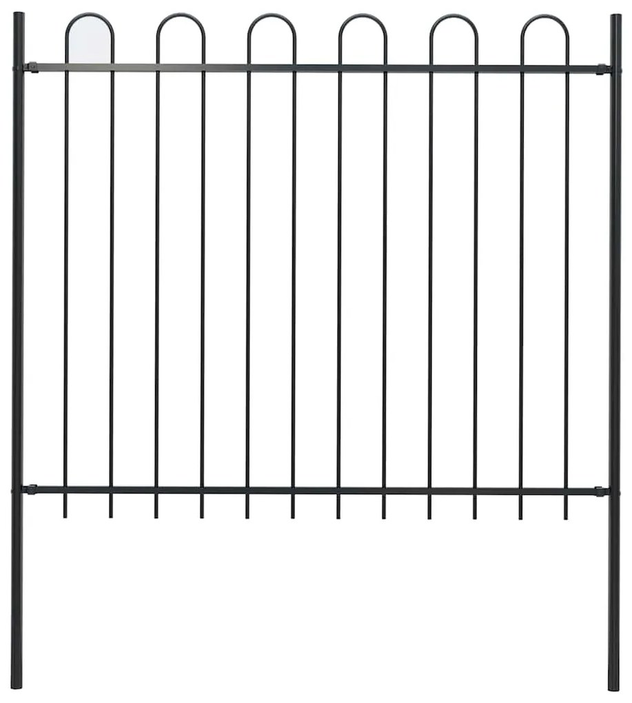 vidaXL Cerca de jardim com arco superior em aço 181x150 cm preta