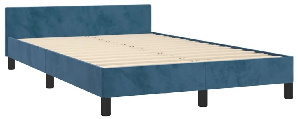 Estrutura de cama com colchão azul escuro 120x190 cm Veludo