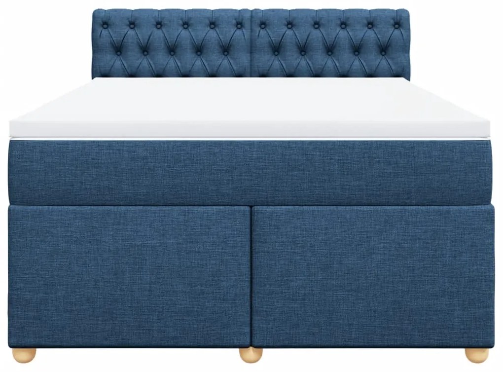 Cama com molas/colchão 160x200 cm tecido azul