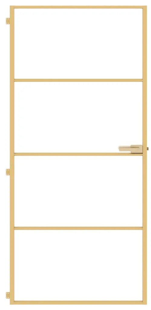 Porta interior 93x201,5 cm vidro temperado e alumínio dourado