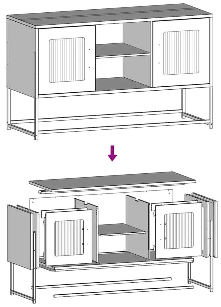 Móvel de TV 100,5x39x60,5 cm aço preto