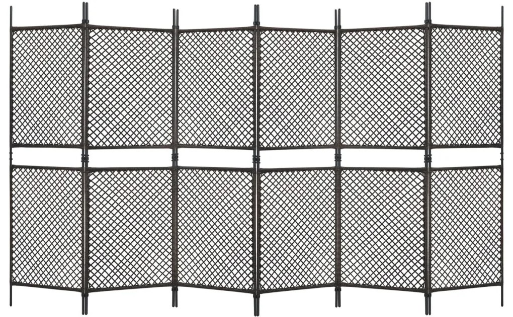 vidaXL Divisória de quarto com 6 painéis 360x200 cm vime PE castanho