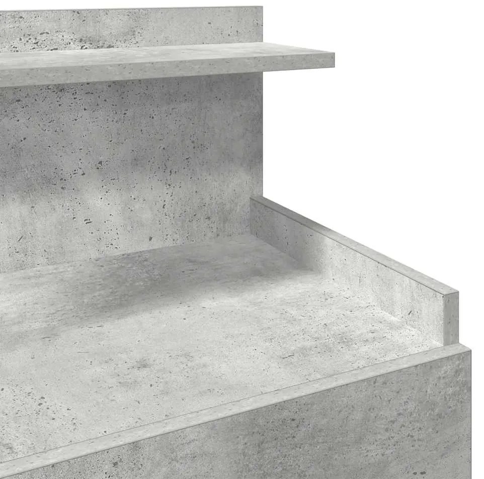 Mesas de cabeceira 2 peças com 2 gavetas cinza concreto 40x36,5x62 cm