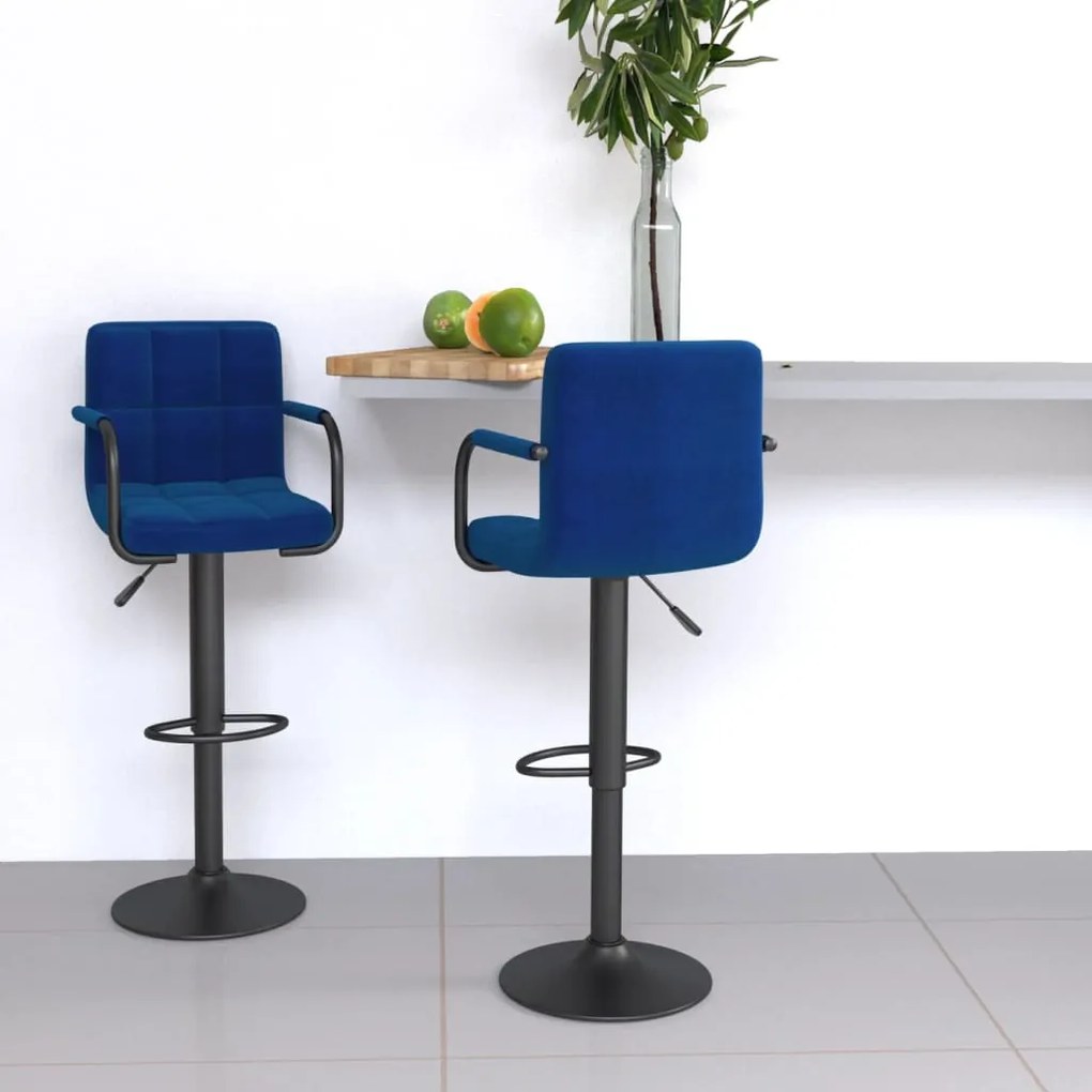 vidaXL Bancos de bar 2 pcs tecido azul