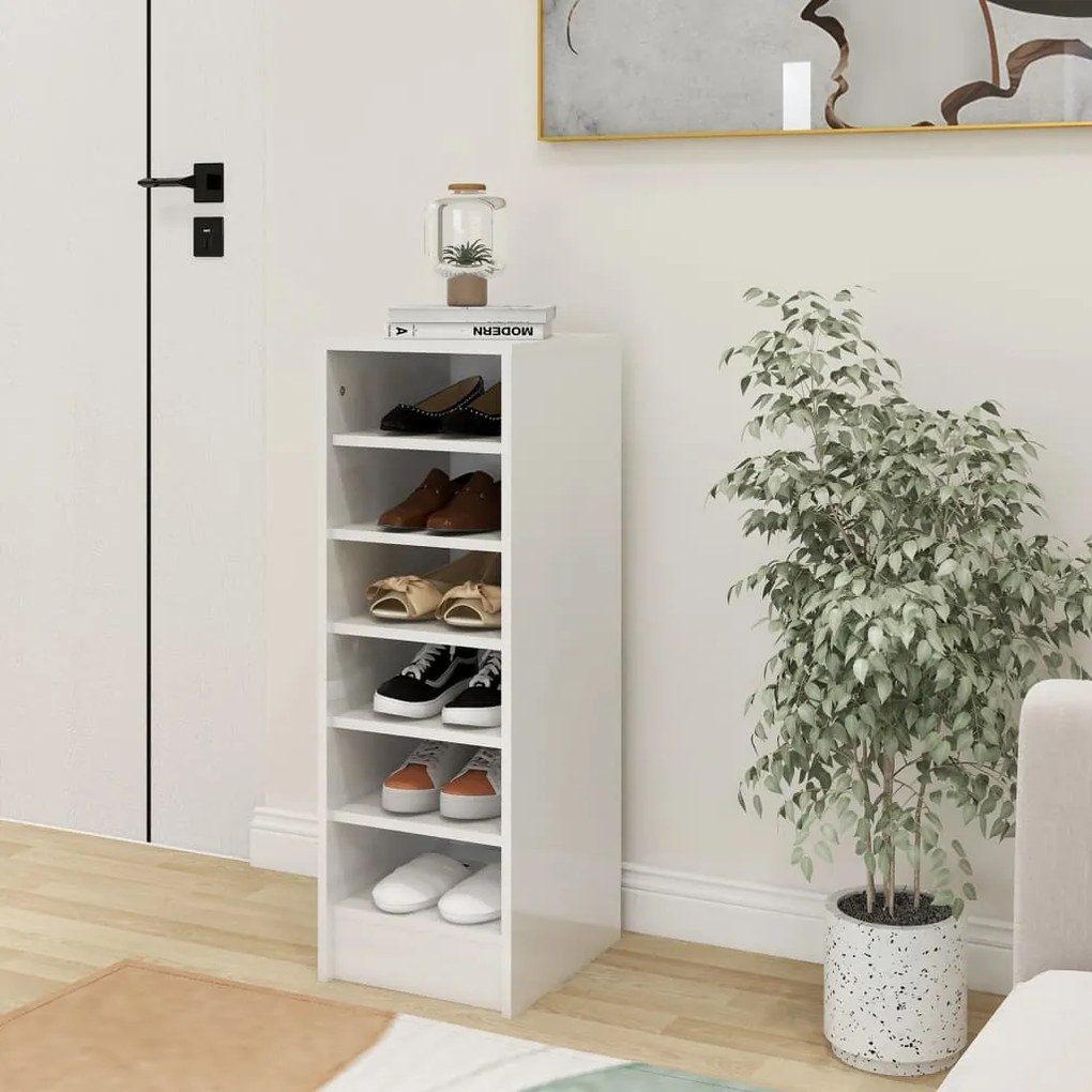 vidaXL Armário p/ sapatos derivados de madeira branco brilhante