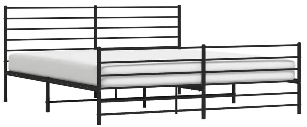 Estrutura de cama com cabeceira e pés 200x200 cm metal preto