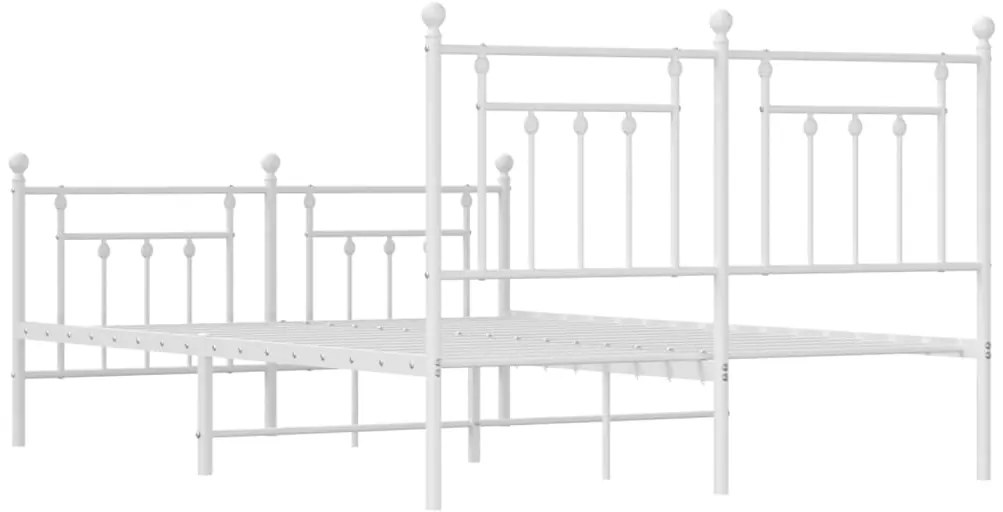 Estrutura de cama com cabeceira e pés 140x200 cm metal branco