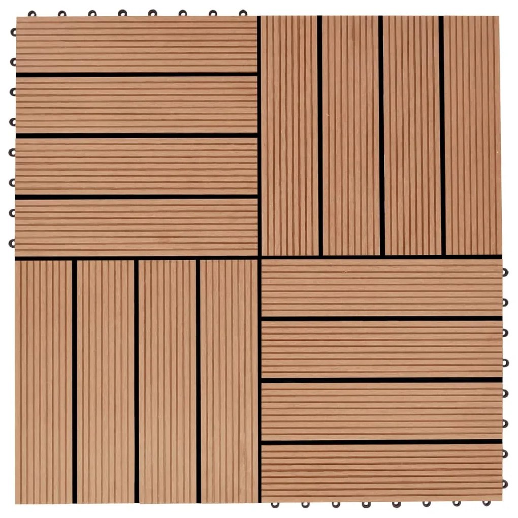45024 vidaXL Ladrilhos de pavimento 11 pcs WPC 30x30 cm 1m² cor de teca