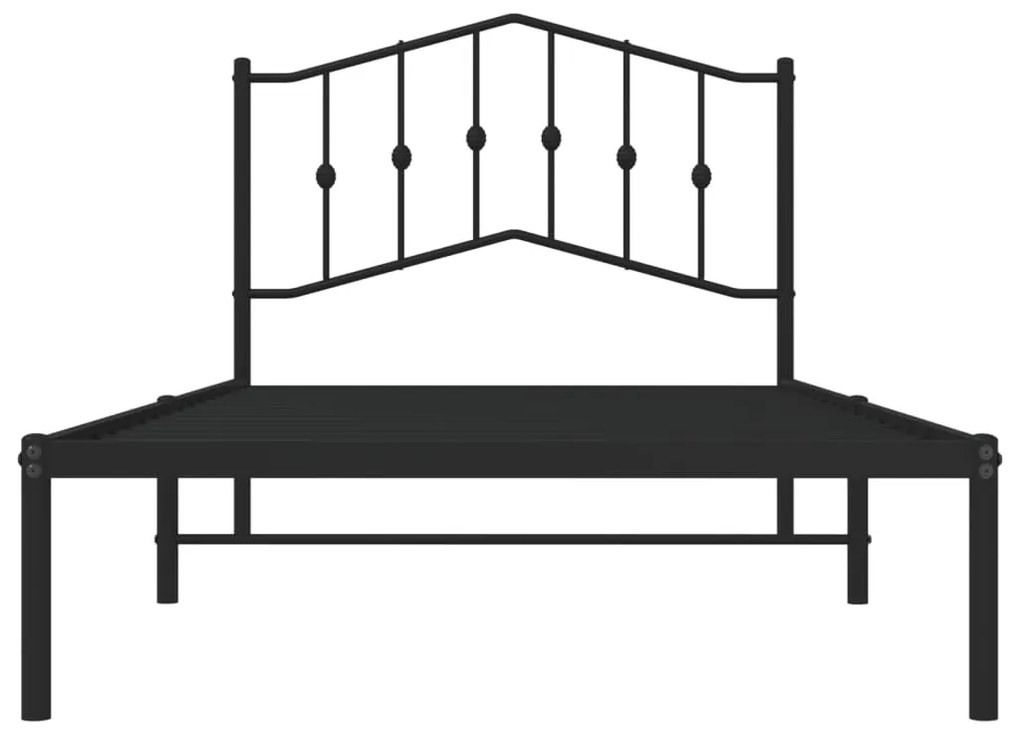 Estrutura de cama com cabeceira 100x190 cm metal preto