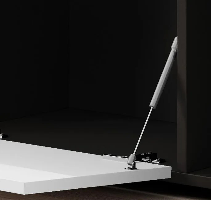 Aparador LUND com Luz LED - 150x83x40 cm - Branco e Preto Mate - Desig