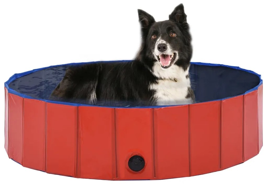 Piscina para cães dobrável 120x30 cm PVC vermelho