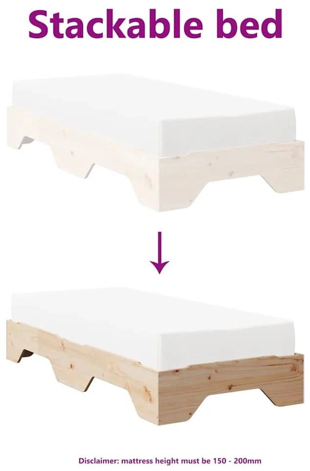 Cama sem colchão empilháveis 90x200 cm madeira maciça