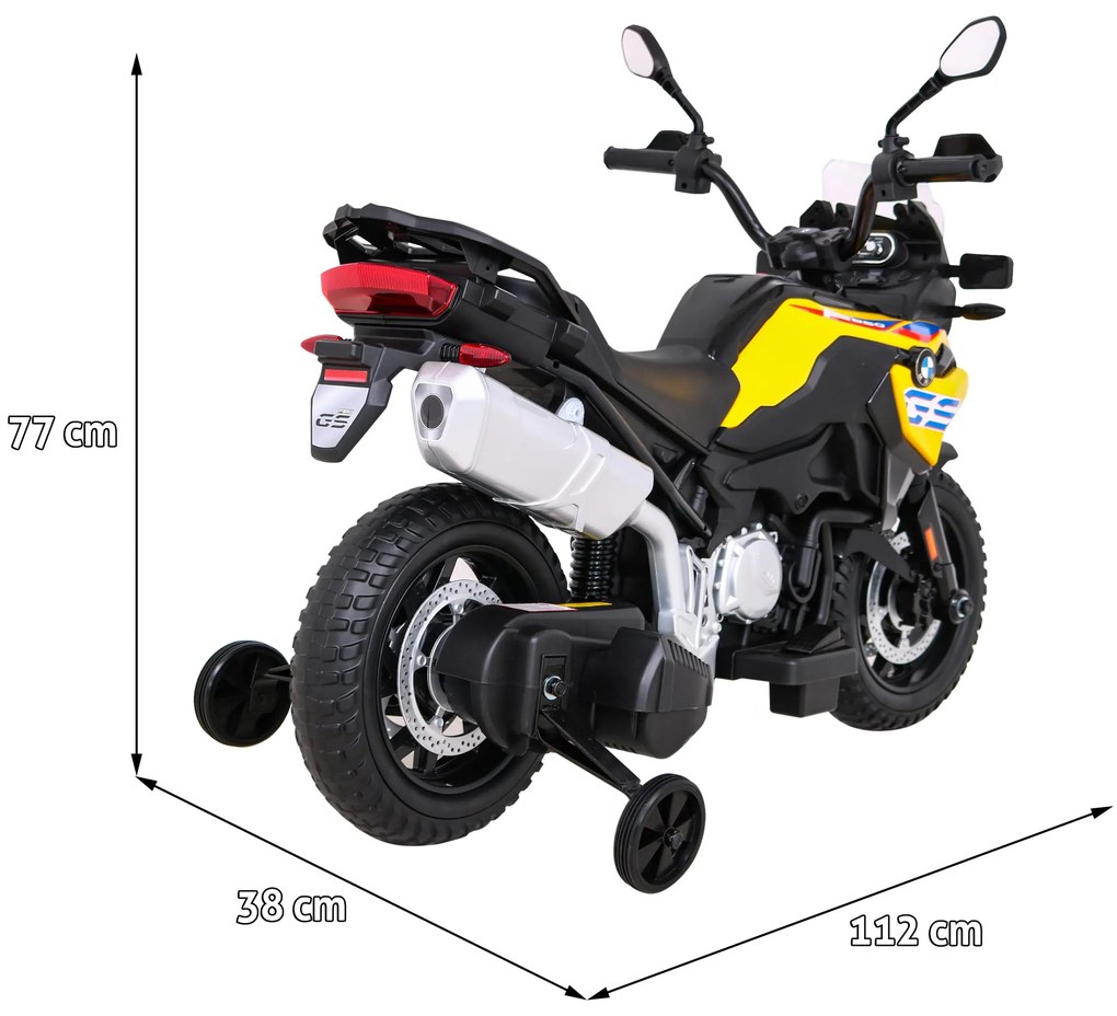 Mota elétrica para Crianças 12V BMW F850 GS Rodas Espuma EVA Amarela