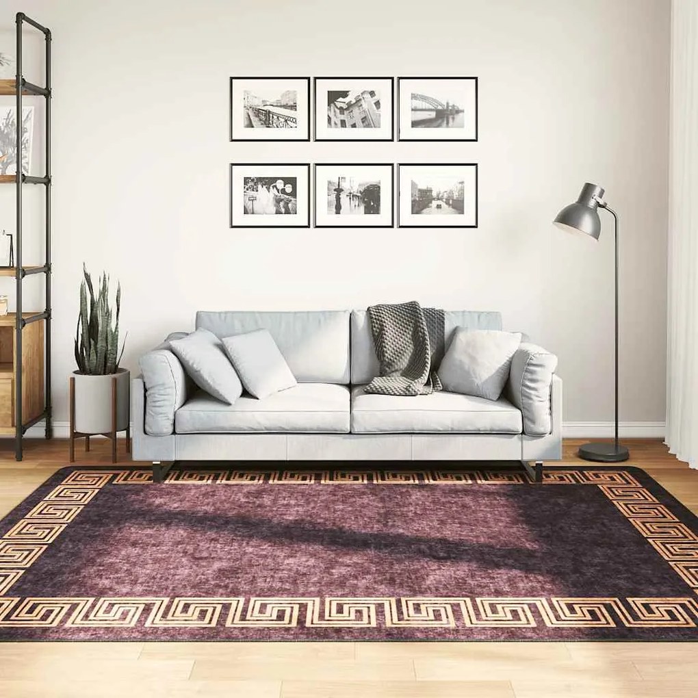 vidaXL Tapete lavável antiderrapante 160x230 cm preto e dourado
