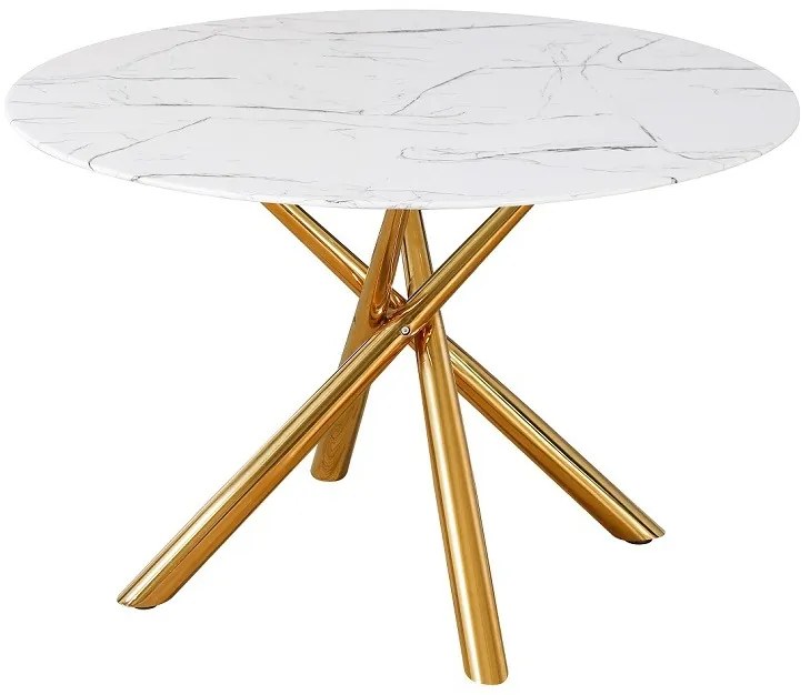 Mesa Jantar SAHARA, metal dourado, tampo vidro temperado 120 cms de diâmetro