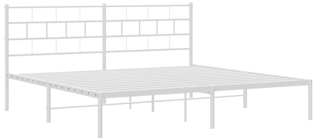 Estrutura de cama com cabeceira 200x200 cm metal branco