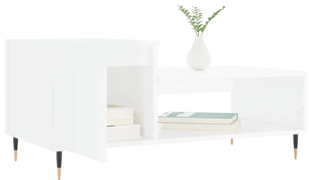 Mesa de centro 100x50x45 cm derivados madeira branco brilhante