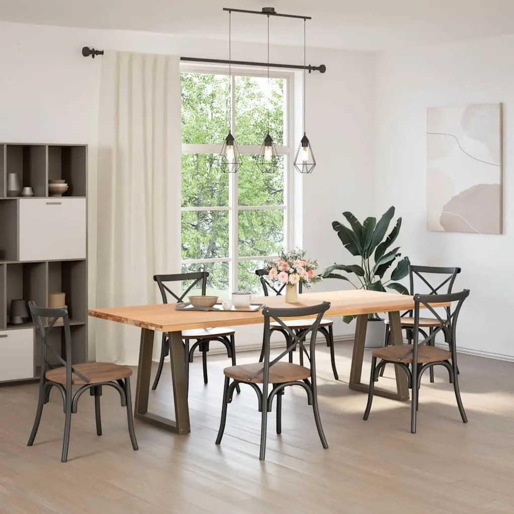 Pés para mesa de jantar em formato de V, 2 peças, aço natural, 60x(72-