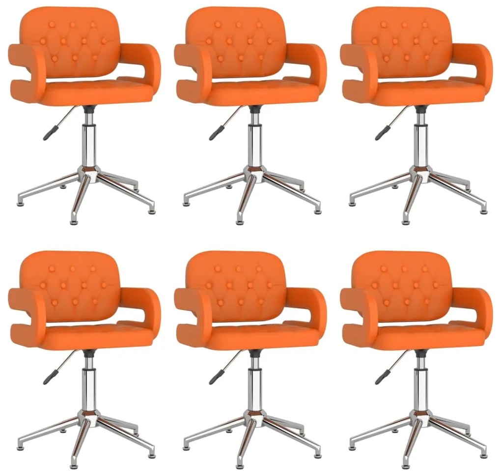 vidaXL Cadeiras de jantar giratórias 6 pcs couro artificial laranja