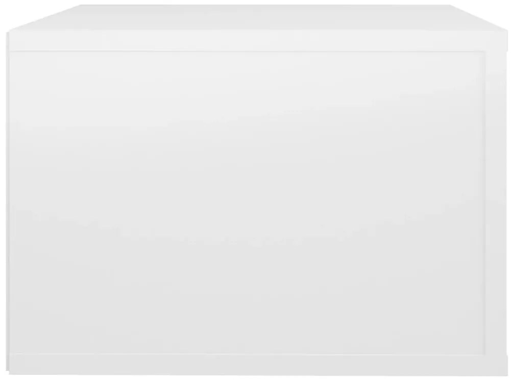 Mesa de cabeceira de parede 50x36x25 cm branco brilhante