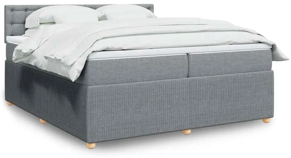 vidaXL Cama com molas/colchão 200x200 cm tecido cinza-claro