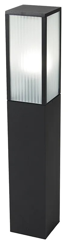 LED Candeeiro de pé inteligente para exterior preto com vidro canelado 80 cm incl. WiFi A60 - Charlois Moderno