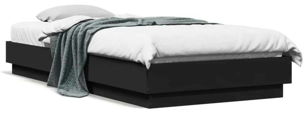 vidaXL Estrutura de cama com luzes LED 90x200 cm preto