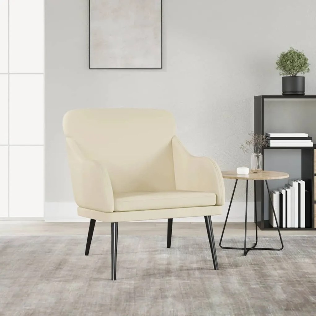 351425 vidaXL Cadeira c/ apoio de braços 63x76x80 cm couro artificial creme