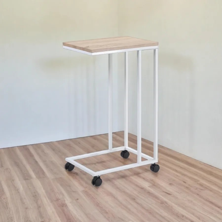Mesa auxiliar com rodas 50 x 35 x 65-70 cm Branco
