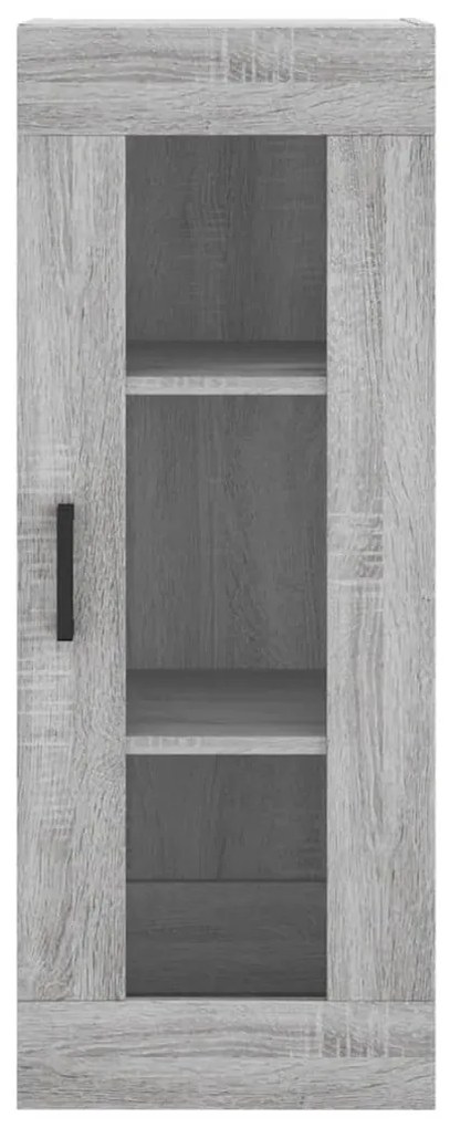 Armário Alto com Vitrine Brenna de 180 cm - Cinzento - Design Moderno