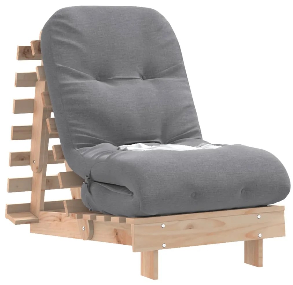 Sofá-cama futon com colchão 60x206x11 cm madeira pinho maciça
