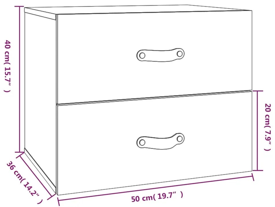 Mesa de cabeceira de parede 50x36x40 cm branco