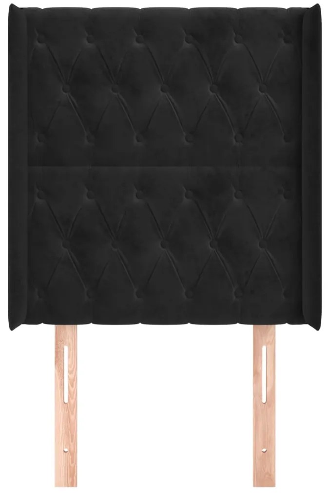 Cabeceira de cama c/ abas veludo 83x16x118/128 cm preto