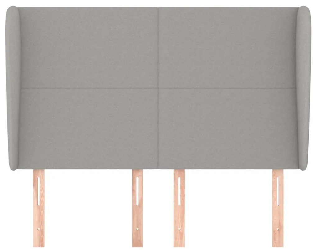 Cabeceira de cama c/ abas tecido 147x23x118/128cm cinza-claro