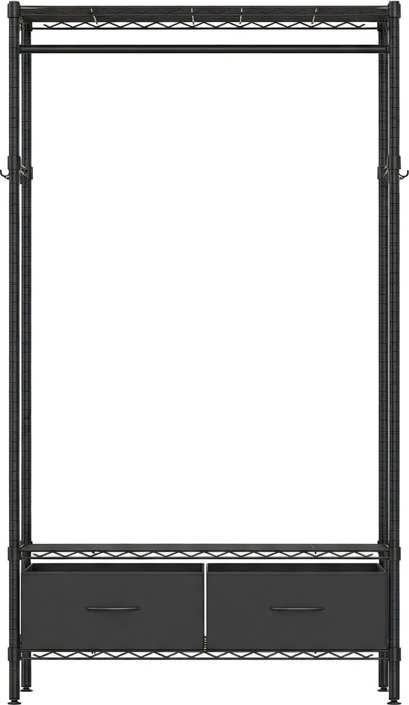 Guarda-roupa com prateleiras em rede design aberto 40 x 90 x 180 cm preto