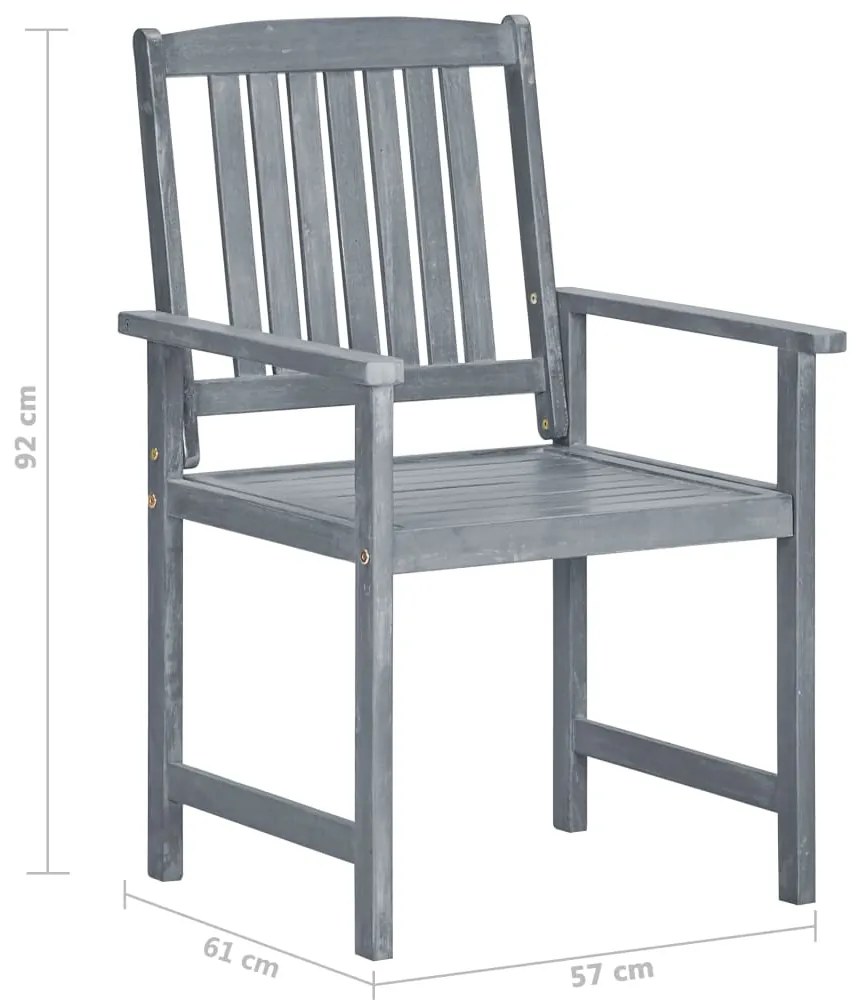 Cadeiras de jardim c/ almofadões 8 pcs acácia maciça cinzento