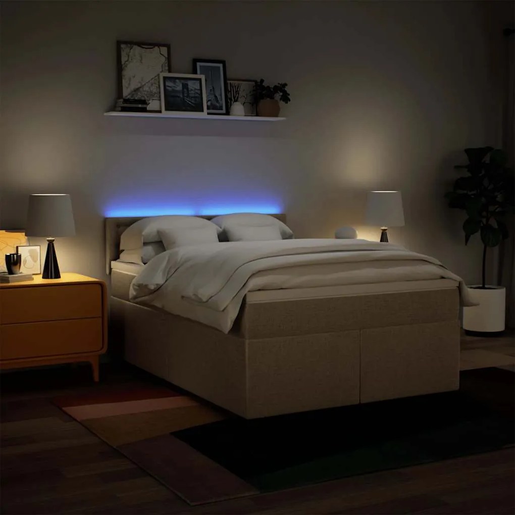 Cama com molas/colchão 140x190 cm tecido cor creme